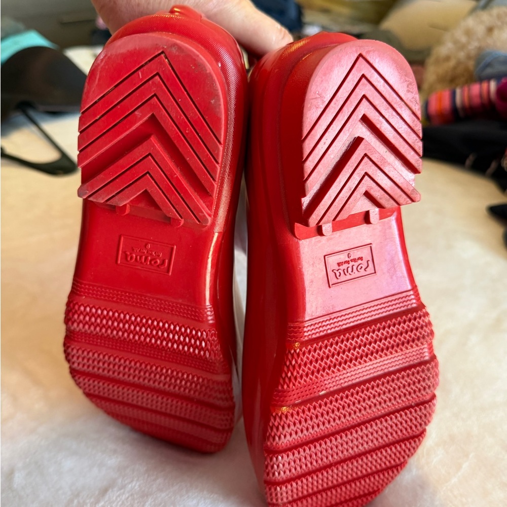 Roma Shiny Red Tall Rain Boots Sz 9 - Picture 5 of 6